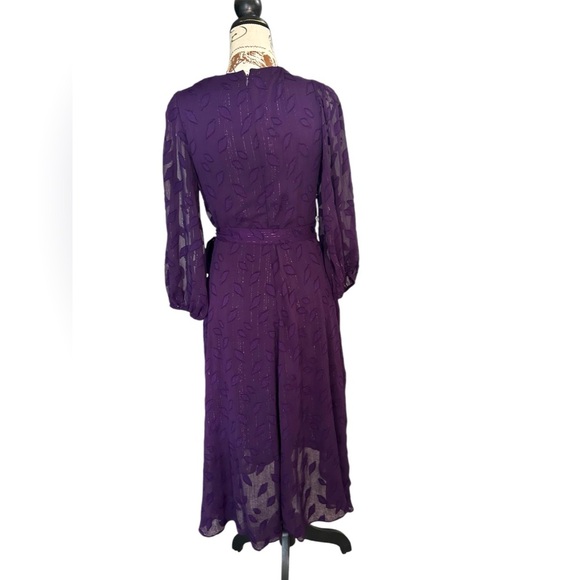 DKNY dark purple hi-lo crossover v-neck tied dress size 4 - Picture 4 of 11